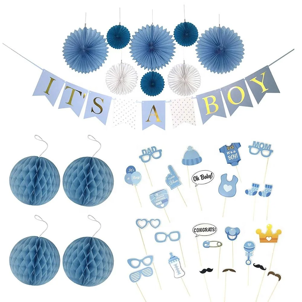 Декорации для вечеринки в честь будущей матери для мальчиков из золотой фольги с буквами баннер 25 шт. реквизит для фото створки сотовые шарики бумажные веера