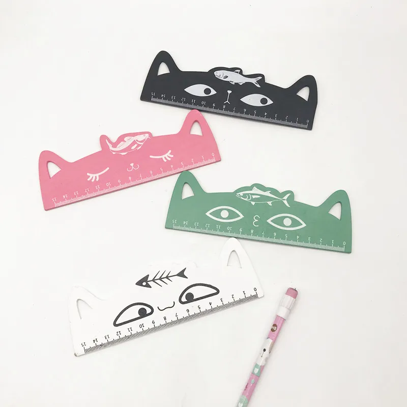 
Cartoon cute cat shaped colorful wooden ruler for kids 