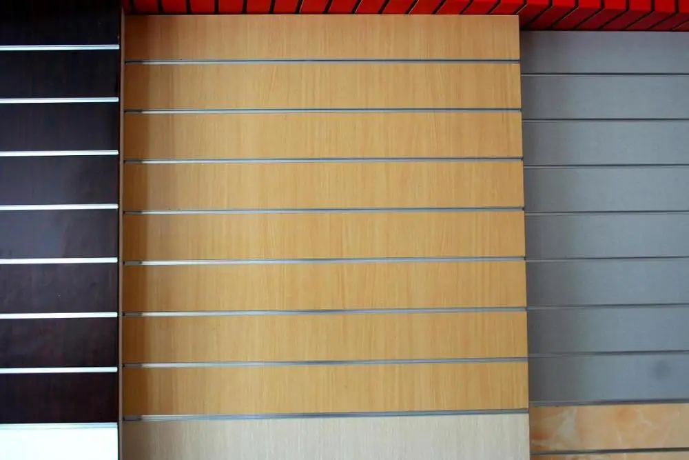 slot wall mdf board / slotted MDF wall panel displaying board