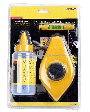 Комплект разметочный шнур, Флакона мелового порошка, Подвесной уровень