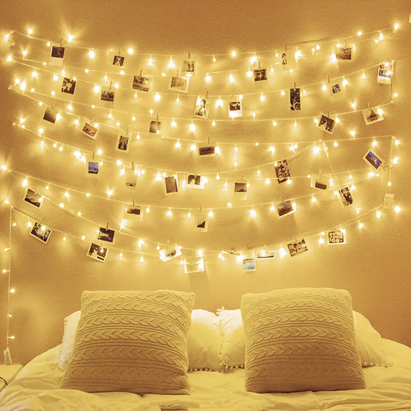 
Indoor decoration battery operated with remote hanging photos 12v led string clip light 