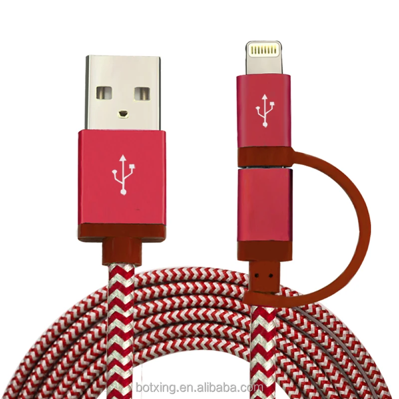 Китай Поставщик OEM Оптовая 2 в 1 Мфо Linghting Usb-кабель для Iphone Android-коммуникатор