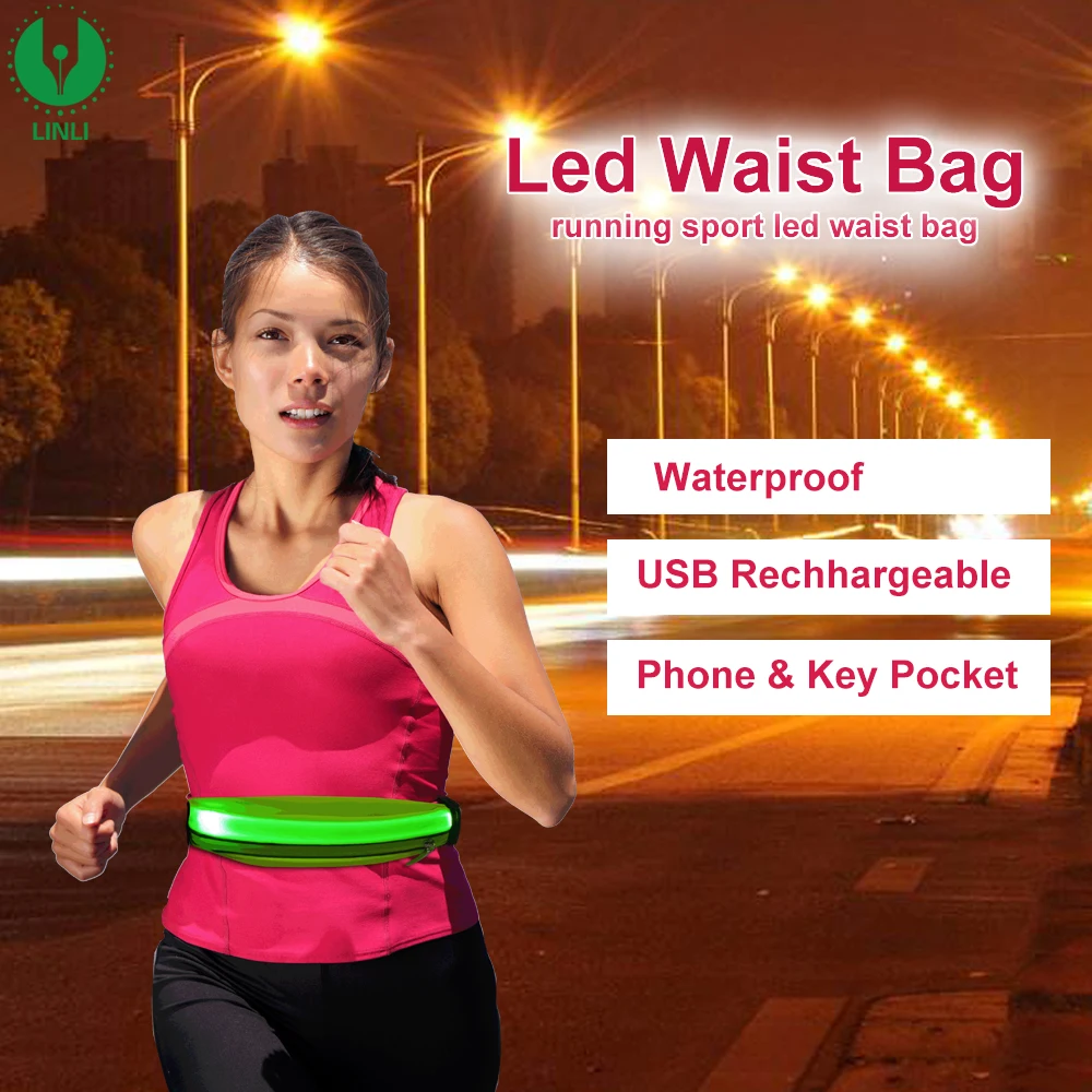 
Wholesale Quality Nylon Flip Running Belt,Led Glow Waist Belt Bag,Led Waist Bag 