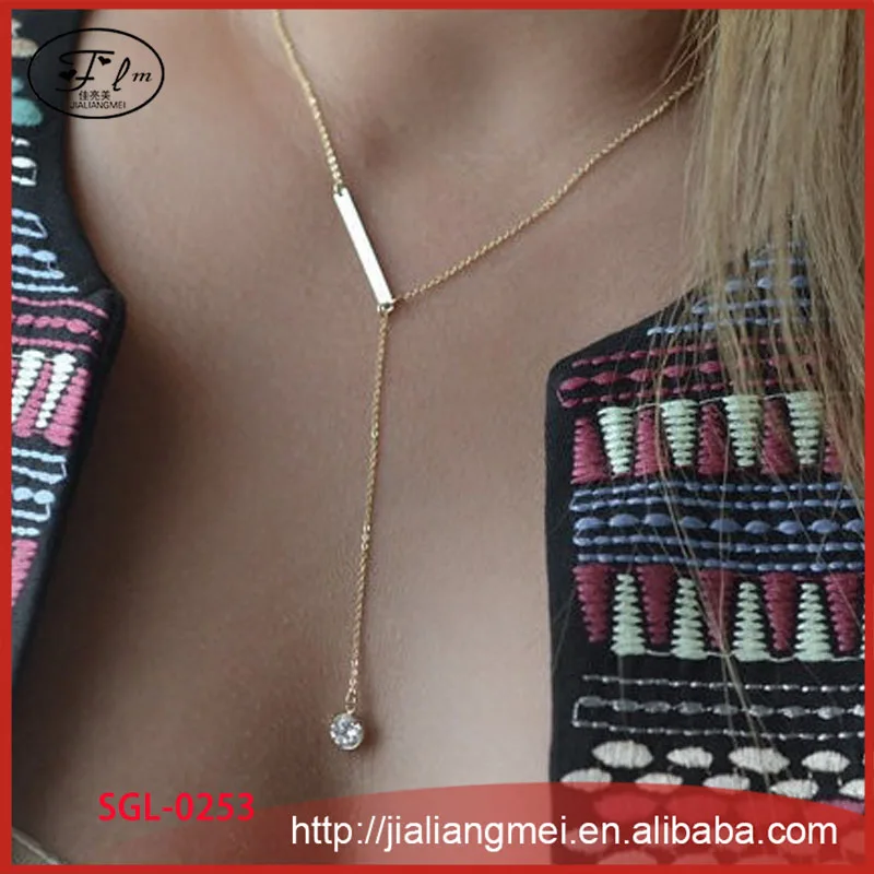 Fashion aesthetic simple copper chain crystal necklace clavicle chain