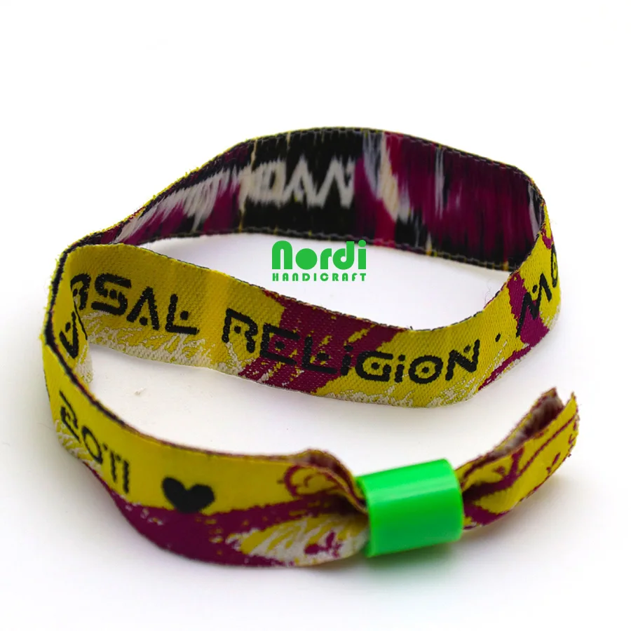 Eco-friendly custom festival fabric wristband event woven wrist band for concert