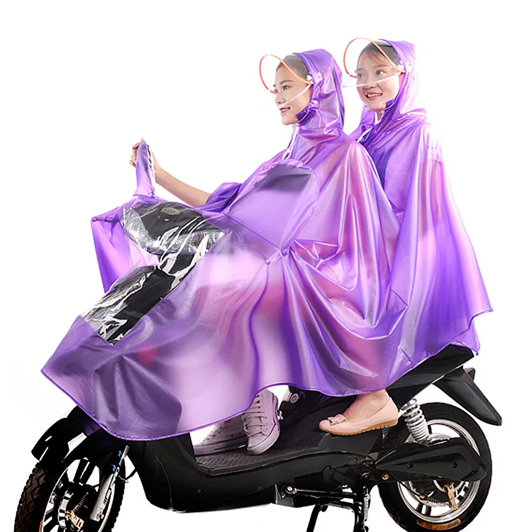 New fashion thick 2 persons riding motorcycle raincoat ponchos electric car motor battery car pvc raincoat