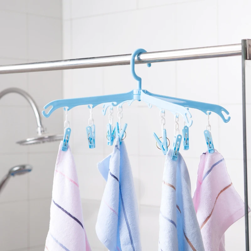 
Combination Plastic Clothes Hanger with Hooks and Multi Clips 