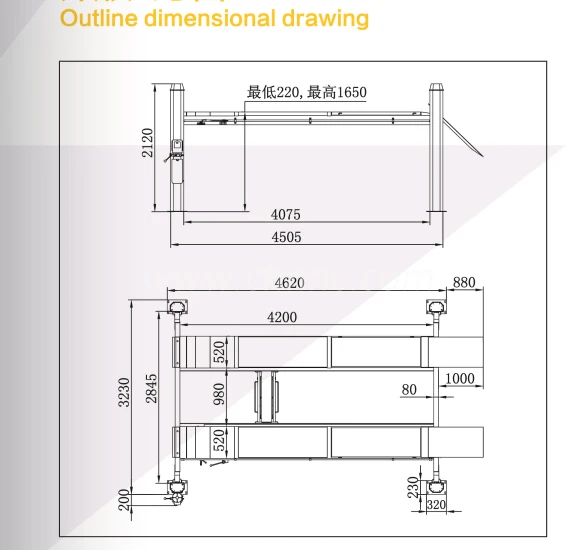 3500kg High Quality Alignment Car Lift Ramps Four Post Lift