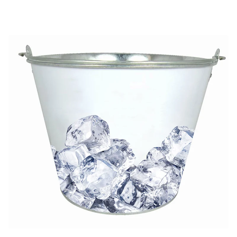 Оптовая продажа, круглый металлический охладитель для вина, 5 л, Оцинкованное железное ведро для льда