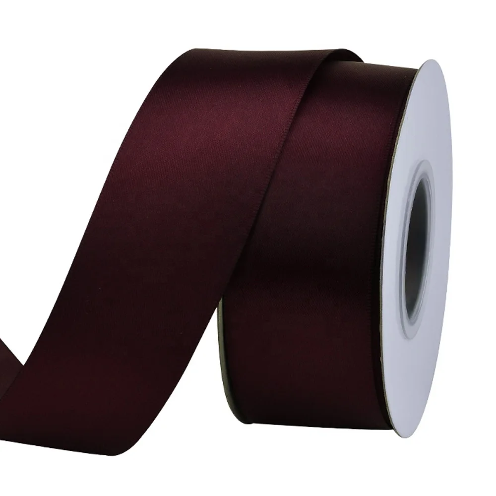 Yama factory customized available polyester solid color 100 yards/roll stocked double faced 38 MM satin ribbon