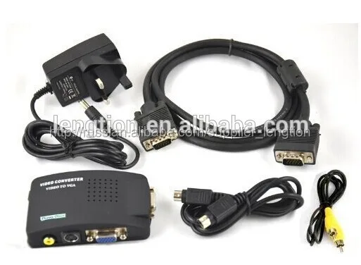 телевизор bnc композитный сша- видео в гнездо к пк vga жк-дисплей выход преобразователя адаптер черный ящик