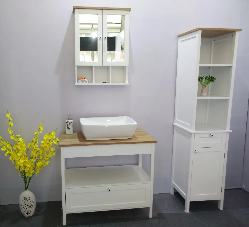 
Spanish Wood Tallboy High Cabinet with Door in Bathroom 