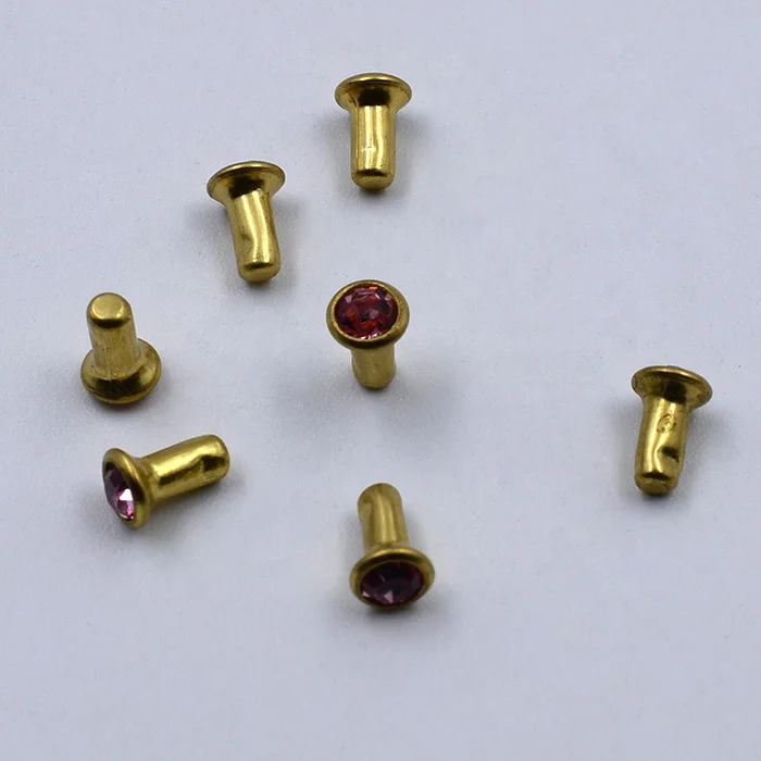 
Brass shank turquoise stones half pearls rhinestone crystal rivets for leather bags 