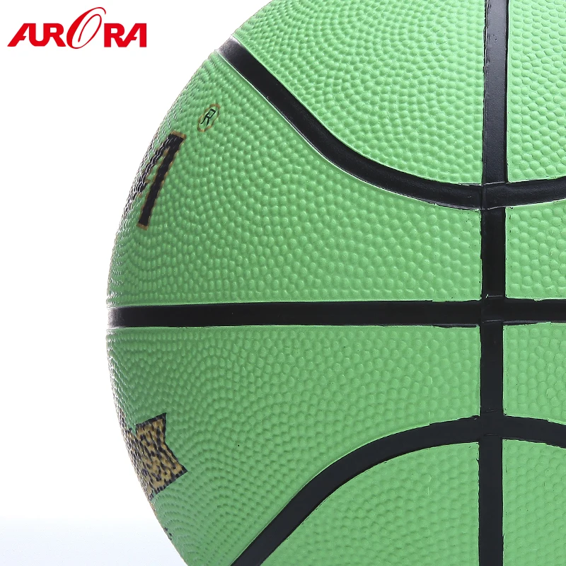 Popular Green custom rubber basketball  Size 7 outdoor play ball