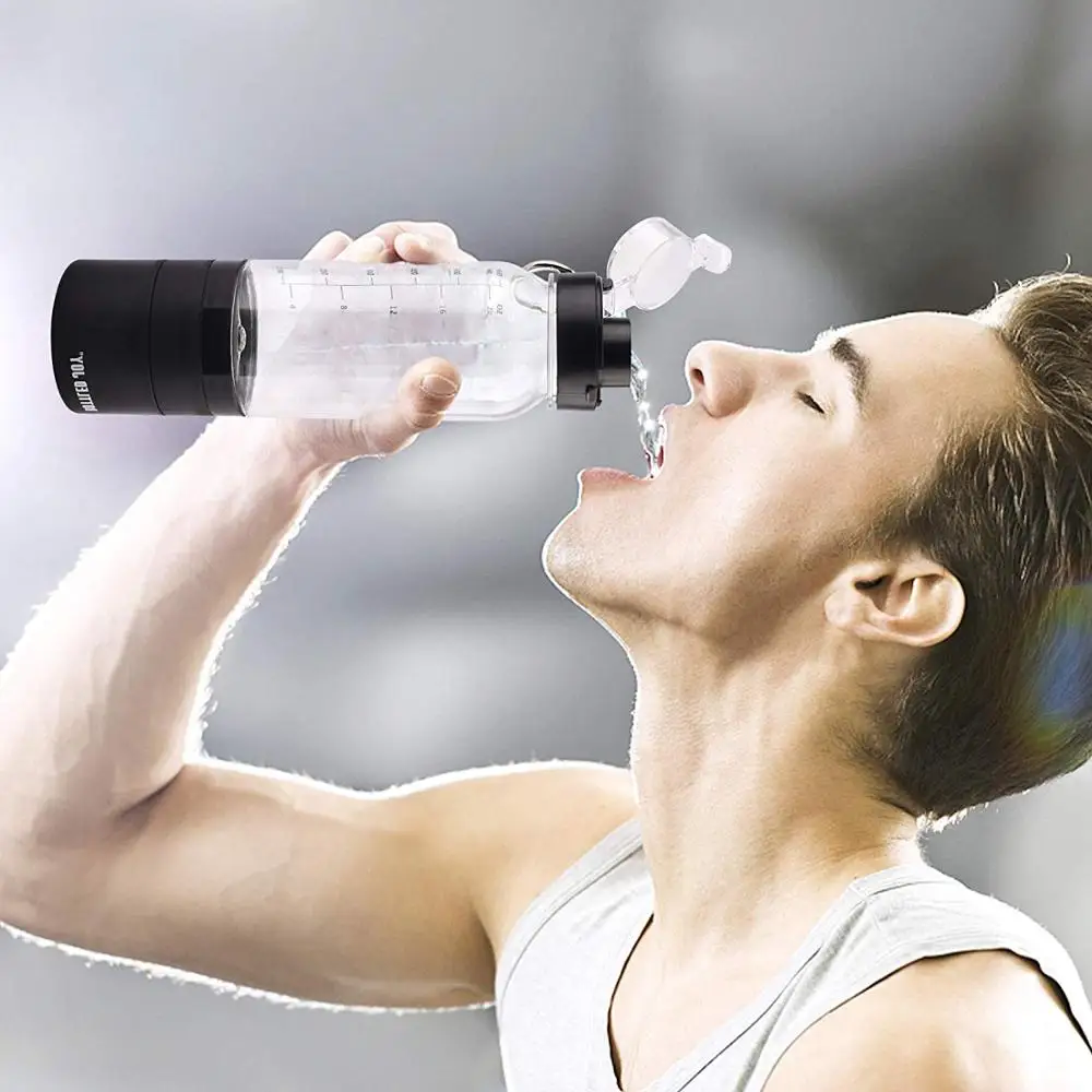 
BPA free tritan water shaker bottle with storage for energy powder protein nutrition shaker bottle for gym come with compartment 