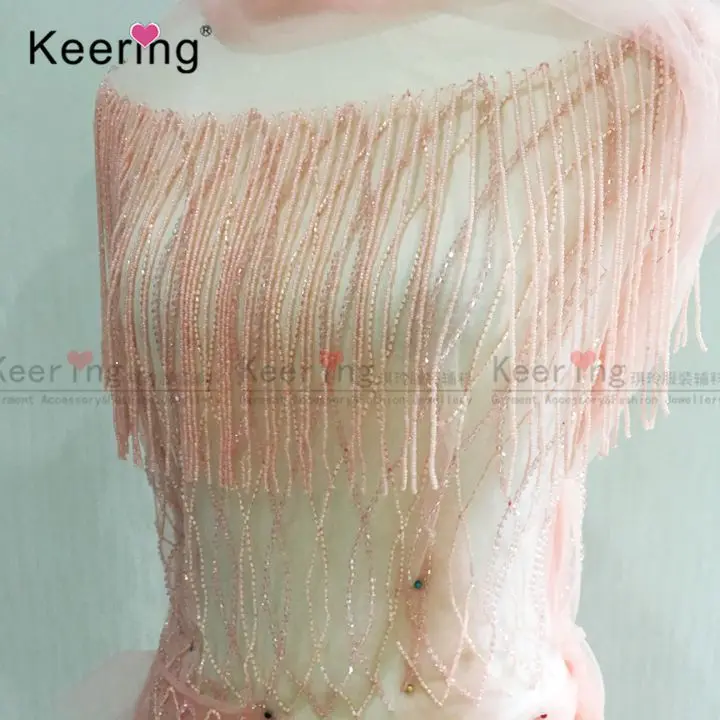 Fashional Improved Bridal Jewelry Sexy Set  Pink Rhinestone Bridal Applique With Fringe for ladies evening party dress WDP-116