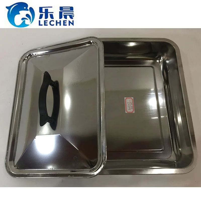food tray stainless steel cold buffet tray display tray  with Lid  bake ware 36*27*7 cm