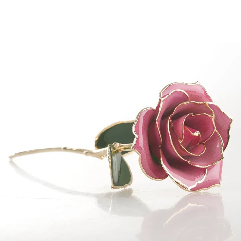 Wholesale Real Natural Preserved Rose Gold Flower Dipped in Real 24k Gold Rose Gifts Preserved rose with stem