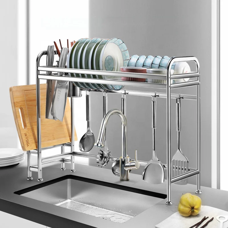 
Commercial Stainless Steel Dish Racks Hanging For Hot Sale 2 Tiers Cup Drying Holder 