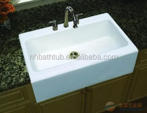 Передняя белая чугунная кухонная раковина с верхним креплением