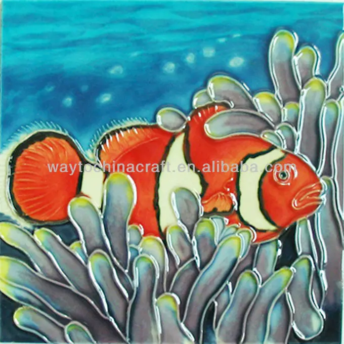Привлекательная Рыба ручной росписи как керамическая настенная плитка для украшения дома