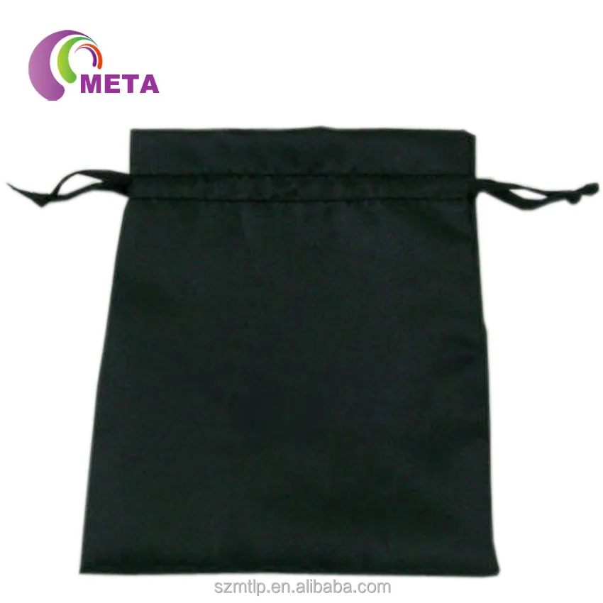 Wholesale custom black satin hair drawstring packaging bags