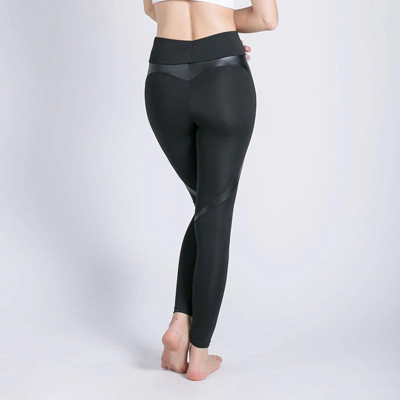 High Waisted Leather Leggings for Women High Waist High Quality Spandex / Polyester Maxi Standard Knitted SEAMED