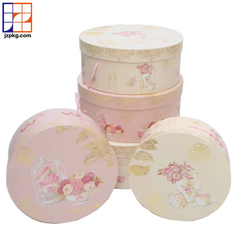 Luxury design round hat flower box for floral packing