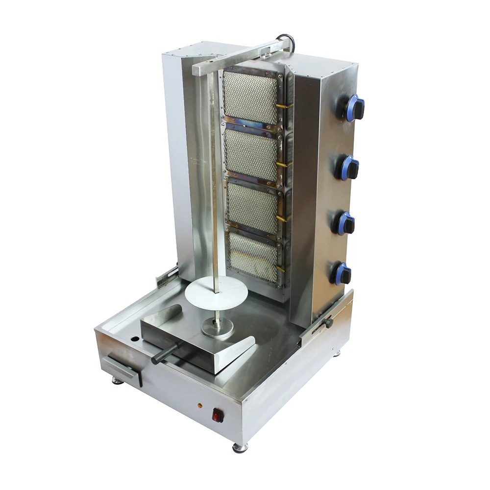 HPG-4 Shawarmer Meat Making 4 Burner Stainless Steel Gas Kebab Grill Equipment Machine