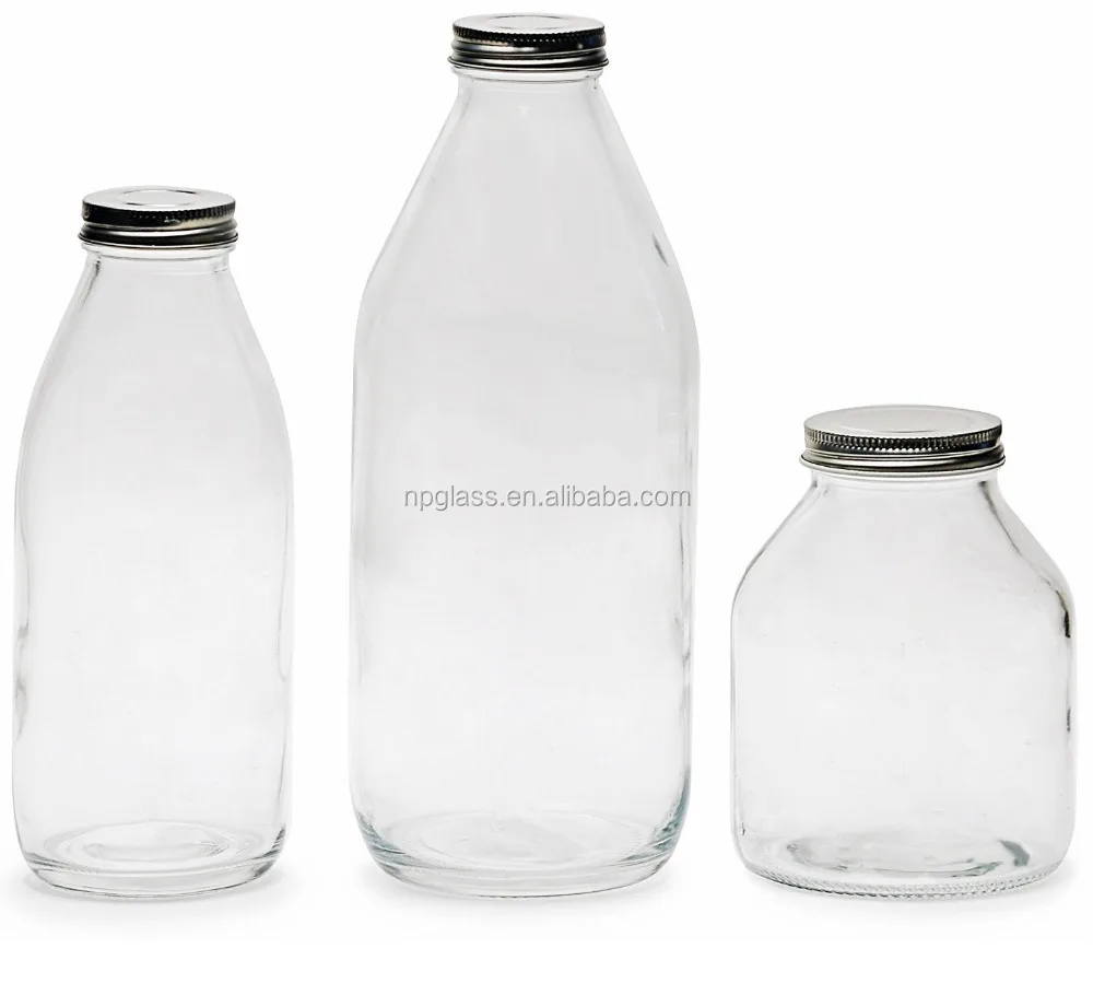 17 oz clear glass milk bottle