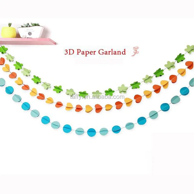 
wedding birthday baby shower party room decorations backdrop heart dot paper hanging bunting banner streamer garland 