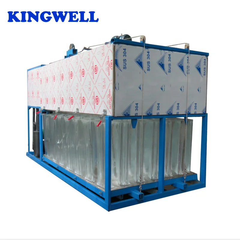 Directly cooling aluminum plate block ice machine produces clear & transparent block ice