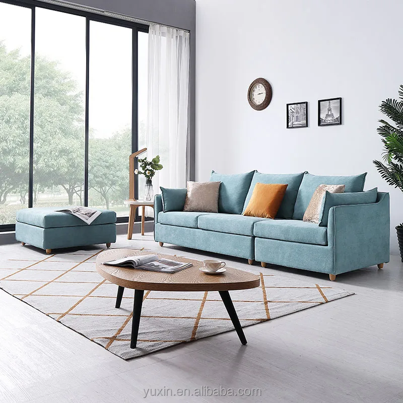 china factory modern green fabric small size cheap sofa set
