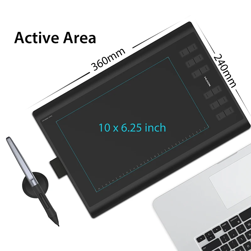  Графический планшет Huion H1060P для рисования 8192 уровней emr с безбатарейным стилусом и функцией