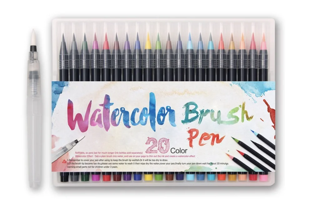 
24+1 colors Watercolor Brush Pen set with 1 Water Brush Pen, Soft Flexible Tip brush marker for painting,calligraphy brush pen 