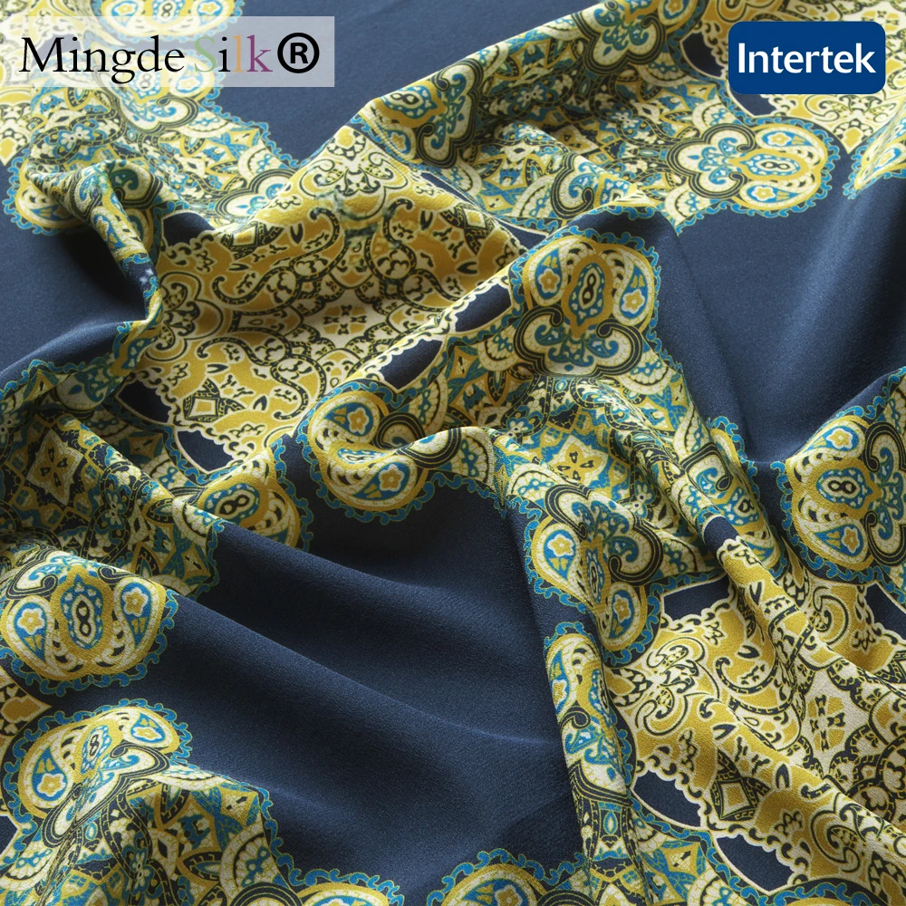 Printed stretch silk crepe de chine fabric 16mm