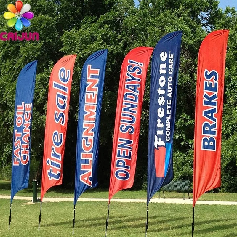 Customized design double sides printed P shape teardrop feather flag