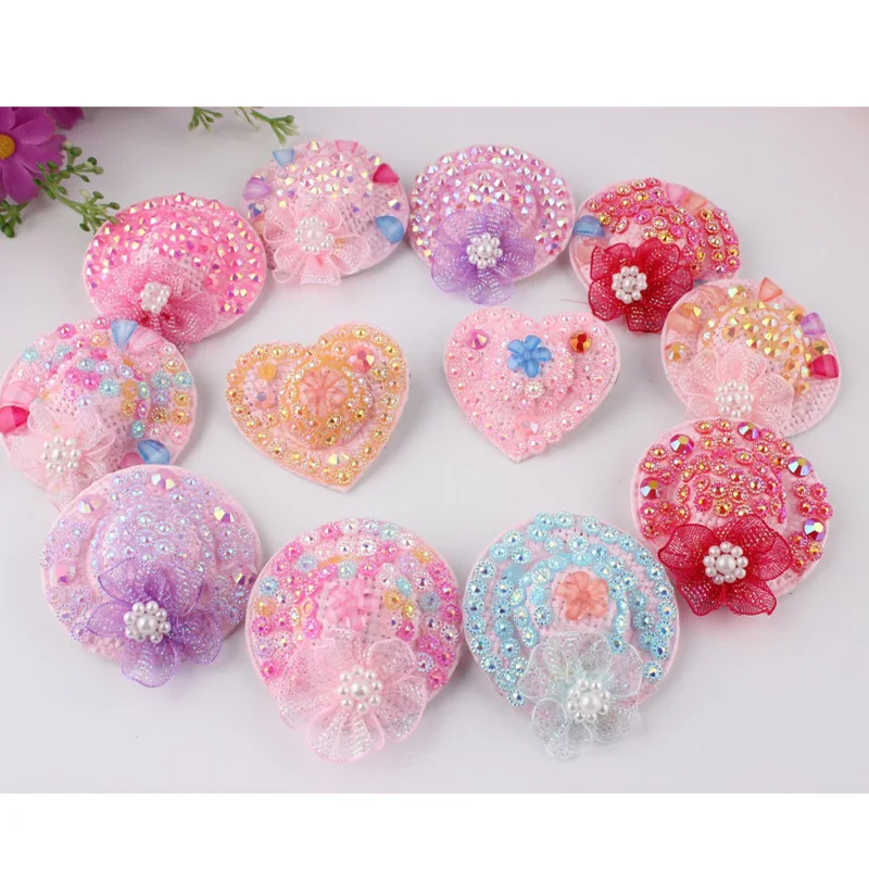 2018 New style fashion crystal cute hat lovely heart shaped hair clips