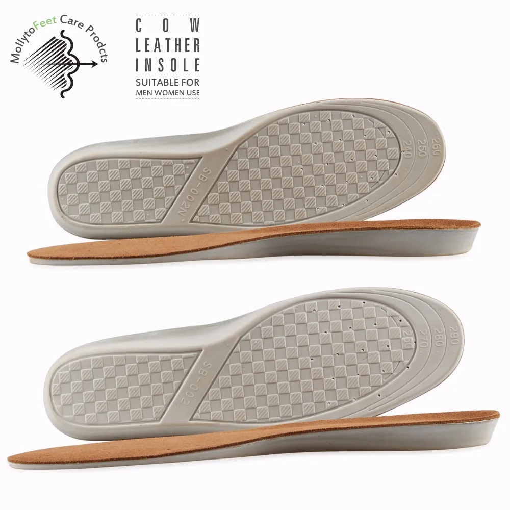 Height increased comfortable cowskin leather shoe insole