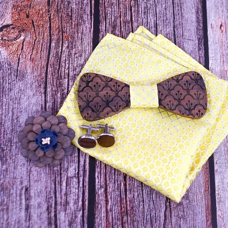 
New Fashion Hollow Wood Bow Ties for Men Wedding Suits Wooden Bow Tie Butterfly Shape Bowknots Gravatas Slim Cravat 