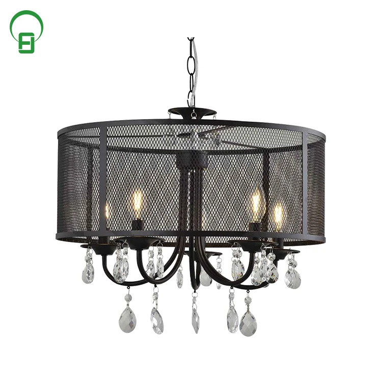 American country style antique big size lighting hotel chinese k9 crystal mini black chandelier