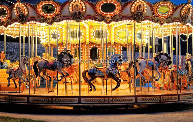 amusement park ride 68 seats luxury double layer carousel horse