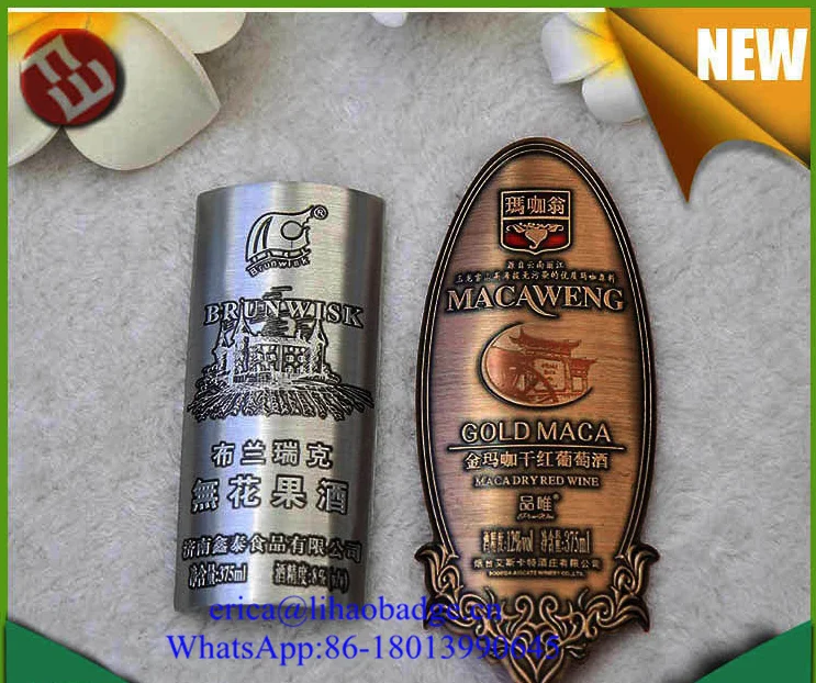 shield shape wine label,vodka label,luxury label, aluminum label for vodka
