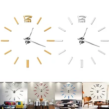 Modern DIY Large Wall Clock 3D Mirror Surface Home Sticker Decor Art Decal