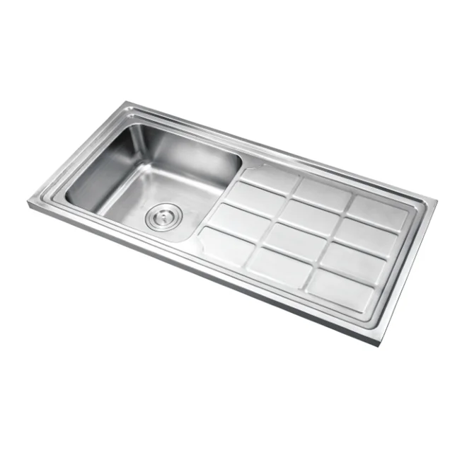 Single bowl with single drain board Size 9643A SS 201 pressed wash sink