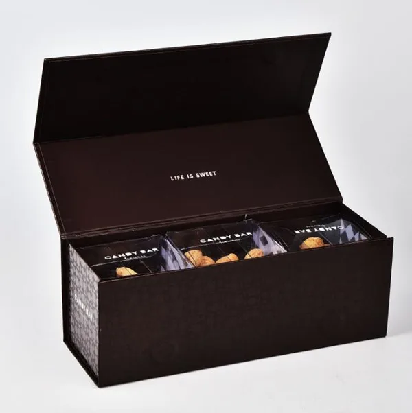 Luxury Cardboard collapsible rigid gift  box with Magnet closure Chocolate Packaging flat delivery box