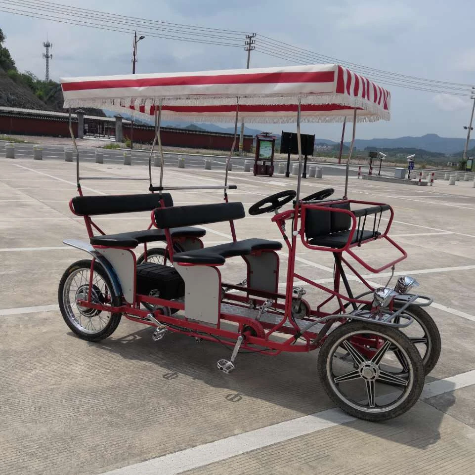 HIGH QUALITY 4SEATER  SURREY BIKE WITH LED LIGHTS QUADRICYCLE TANDEM BIKE