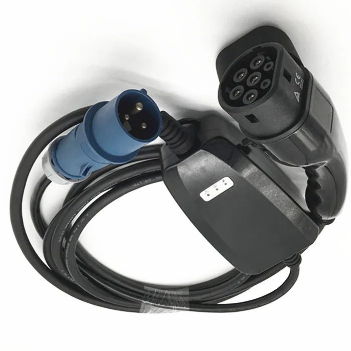 32a Single phase LEVEL 2 LCD Display home charging connector with IEC 62196-2 female type 2 plug