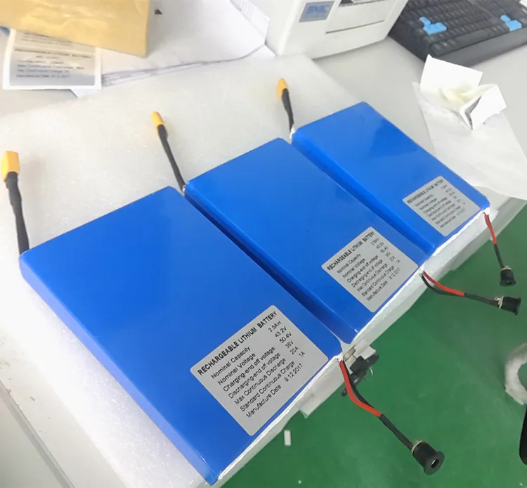 ultra thin li-ion 43.2v 2.5ah battery pack with BMS powerful skateboard 12S lipo battery