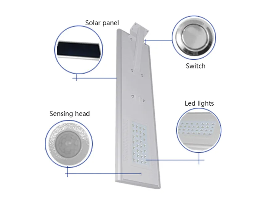 
12 volts 24 volts Warm White 30w all-in-one led solar street light 
